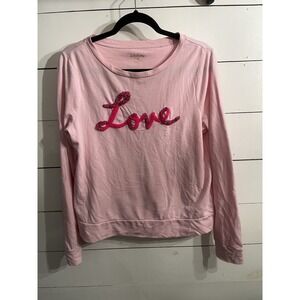 Lilly Pulitzer Pink Blossom LOVE Embroidered Sweatshirt‎ Women's Size Medium
